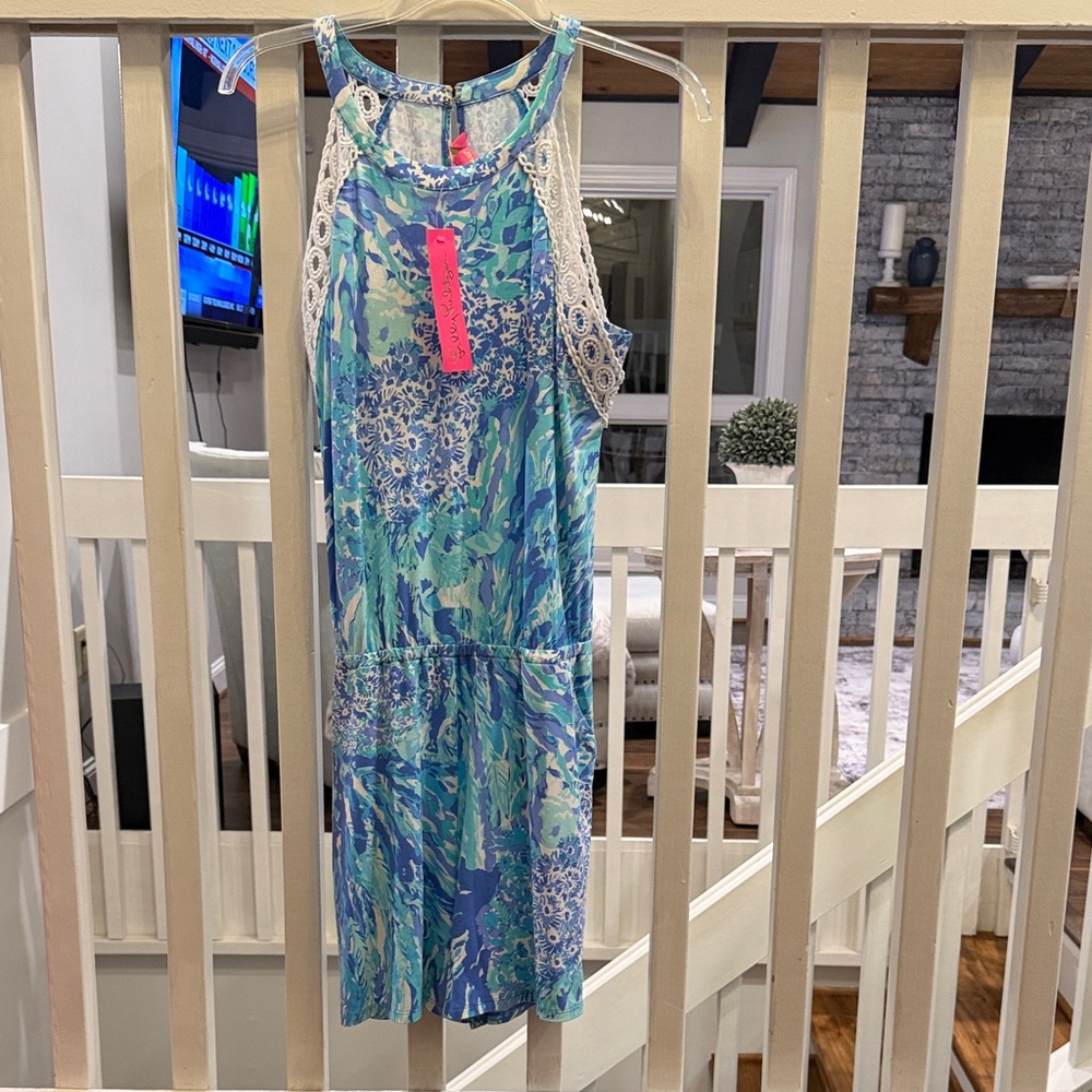Lilly Pulitzer Lala Romper - Blue Haven Hey Hey Soleil pattern